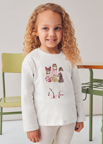 Mayoral Ivory & Pink Girls Print Top