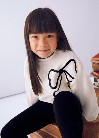 Mayoral Ivory & Black Sequinned Bow Leggings Set