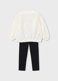 Mayoral Ivory & Black Sequinned Bow Leggings Set