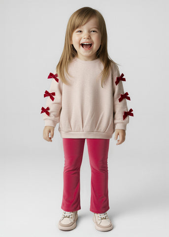 Mayoral Beige & Red Bow Leggings Set