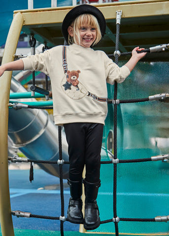 Mayoral Girls Ivory & Black Teddy Leggings Set
