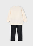 Mayoral Girls Ivory & Black Teddy Leggings Set