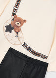 Mayoral Girls Ivory & Black Teddy Leggings Set