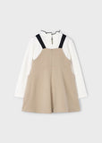 Mayoral Beige & Ivory Girls Pinafore Set