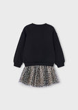 Mayoral Black & Beige Leopard Print Skirt Set