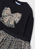Mayoral Black & Beige Leopard Print Skirt Set