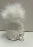 Kinder White Diamanté Bow Hat