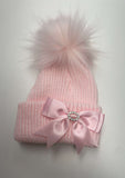 Kinder Pink Diamanté Knit Hat