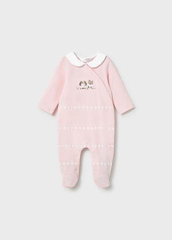 Mayoral Pink & White Puppy Babygrow