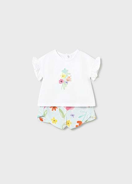 Mayoral Blue Flower Print Shorts Set