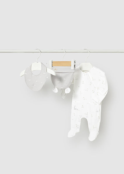 Mayoral Unisex White & Grey Duck Babygrow Set