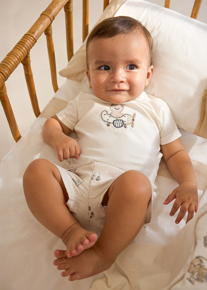 Mayoral Beige Teddy Shorts Set