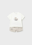 Mayoral Beige Teddy Shorts Set