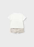 Mayoral Beige Teddy Shorts Set