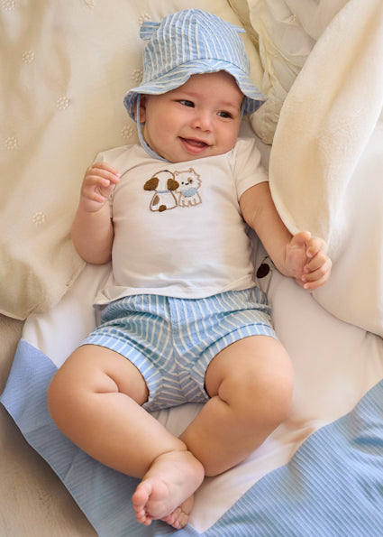 Mayoral 3 Piece Shorts & Hat Set
