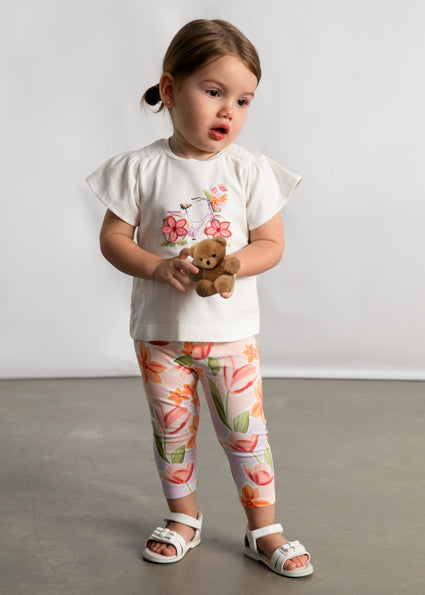 Mayoral Peach Floral Print Leggings Set