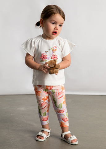 Mayoral Peach Floral Print Leggings Set