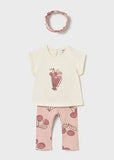 Mayoral Pink & Beige Cherry Print Leggings Set