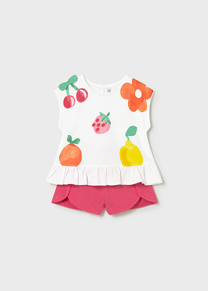 Mayoral Girls Fruit Print Shorts Set