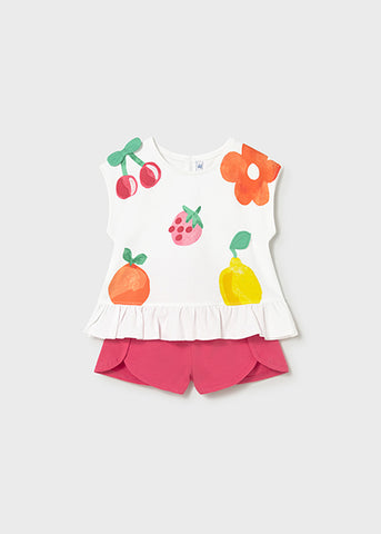Mayoral Girls Fruit Print Shorts Set