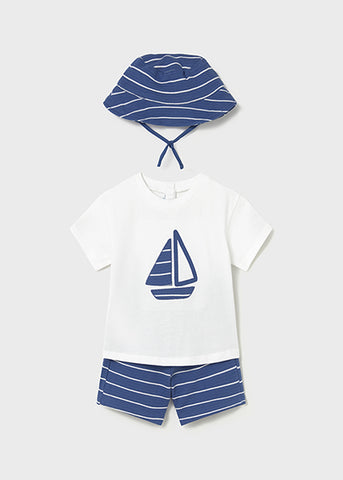 Mayoral Blue Striped Sailboat Set