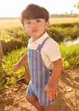 Mayoral Blue & White Striped Short Dungarees
