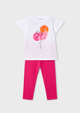 Mayoral White & Pink Leggings Set