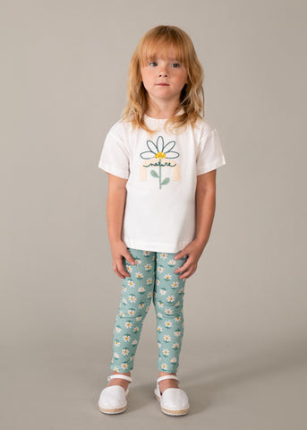 Mayoral Green Daisy Leggings Set