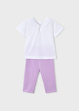 Mayoral White & Lilac Cropped Leggings Set