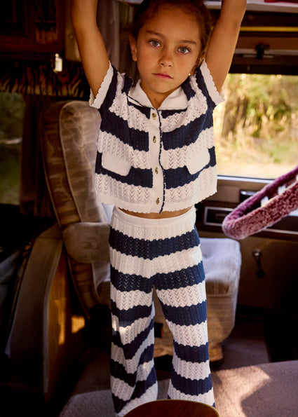 Mayoral Navy & Beige Knit Trouser Set