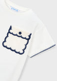 Mayoral Ivory Appliqué Pocket T-Shirt