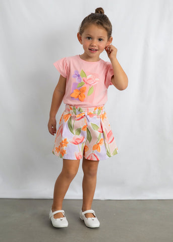 Mayoral Girls Flower Print Shorts