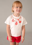Mayoral Red & White Necklace Print Shorts Set