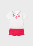 Mayoral Red & White Necklace Print Shorts Set
