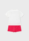 Mayoral Red & White Necklace Print Shorts Set