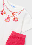 Mayoral Red & White Necklace Print Shorts Set
