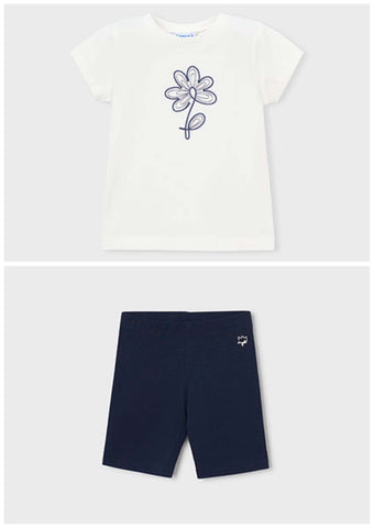 Mayoral Ivory & Navy Shorts Set