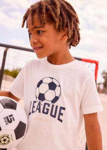 Mayoral White Football Print T-Shirt