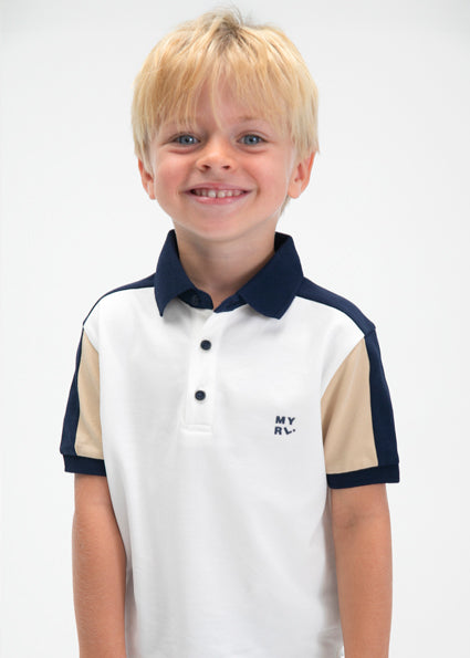 Mayoral Ivory & Navy Polo Shirt