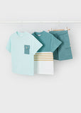 Mayoral 3 Piece Green & White Shorts Set