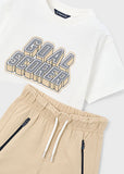 Mayoral Beige & Ivory Goal Scorer Shorts Set