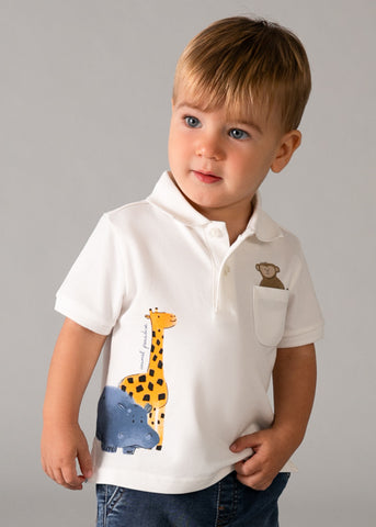 Mayoral Boys Animal Print Polo Shirt