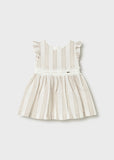 Mayoral Beige & Ivory Striped Dress
