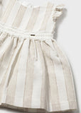 Mayoral Beige & Ivory Striped Dress