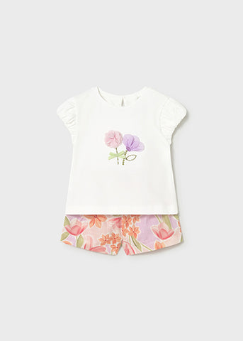 Mayoral Lilac & Peach Shorts Set