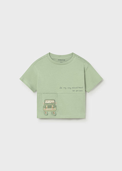 Mayoral Green Cotton Car Print T-Shirt
