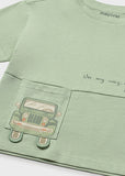 Mayoral Green Cotton Car Print T-Shirt