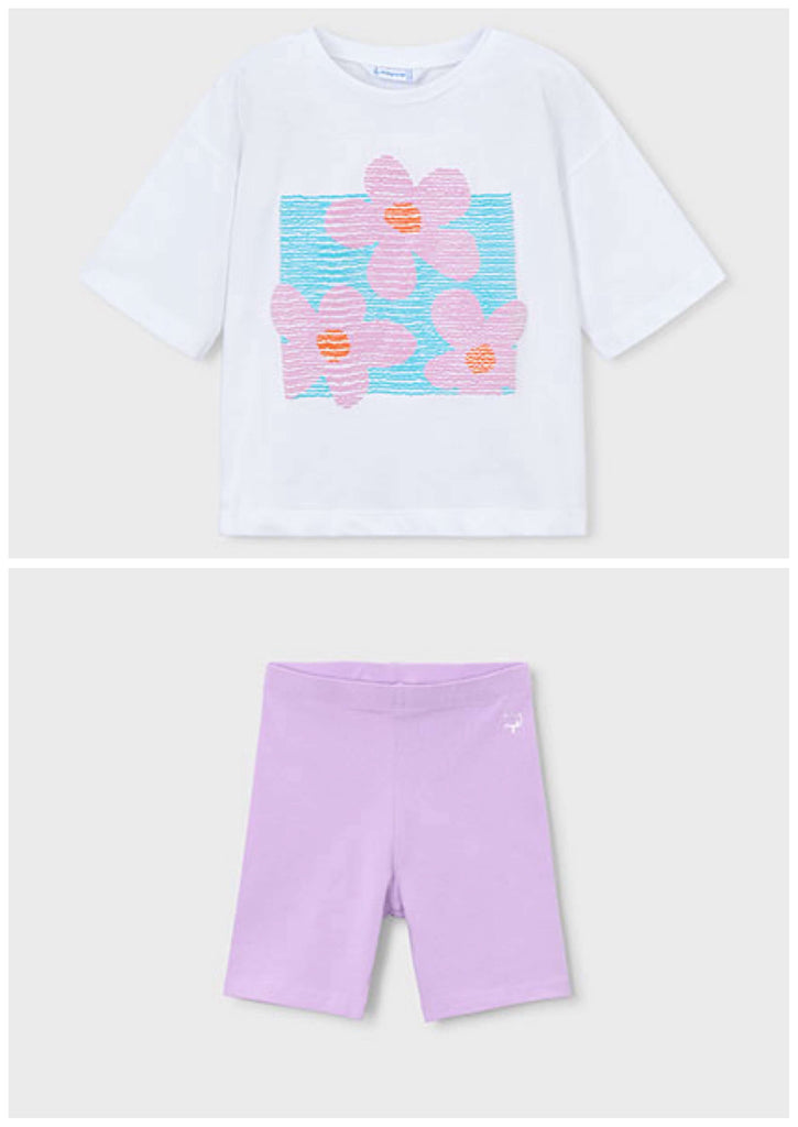 Mayoral Lilac & White Shorts Set