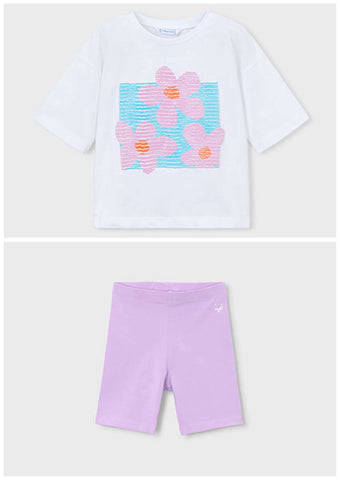 Mayoral Lilac & White Shorts Set