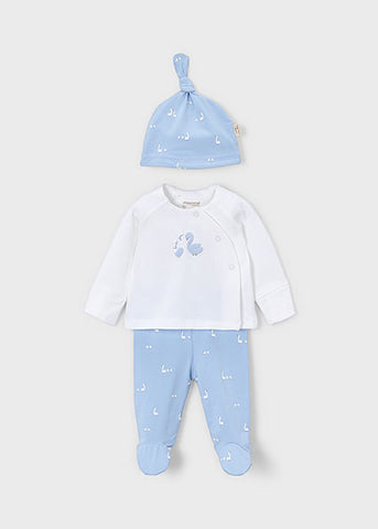 Mayoral Blue & White Duck Print Babygrow Set